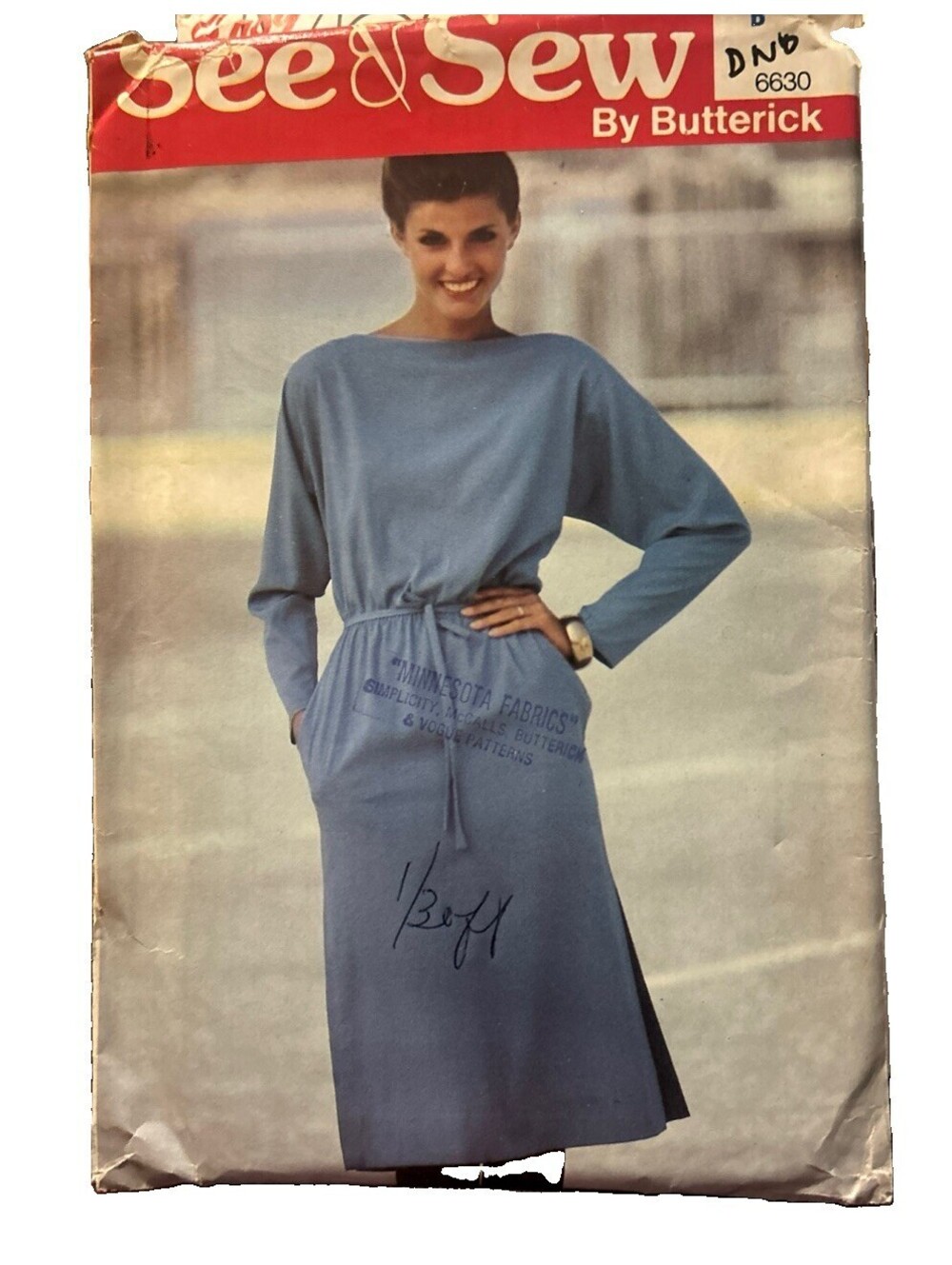 Butterick 6630 sewing  pattern Ladies  Dress & Belt   Size S-M-L Uncut FF